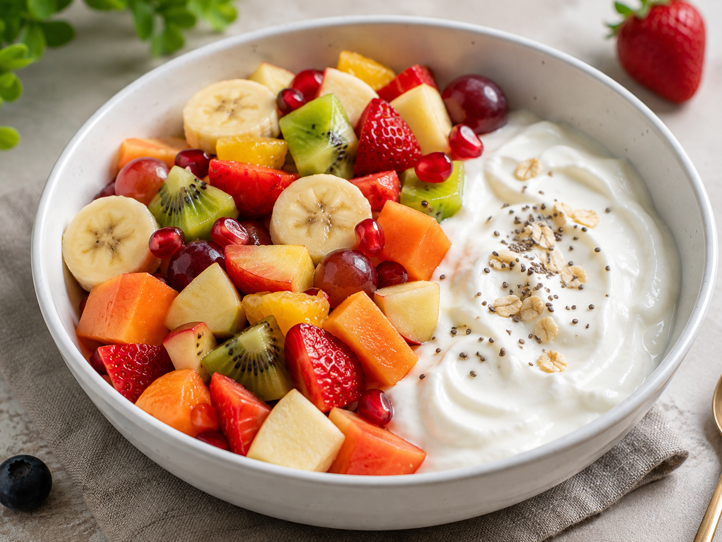 Fruit bowl with Greek Yogurt
