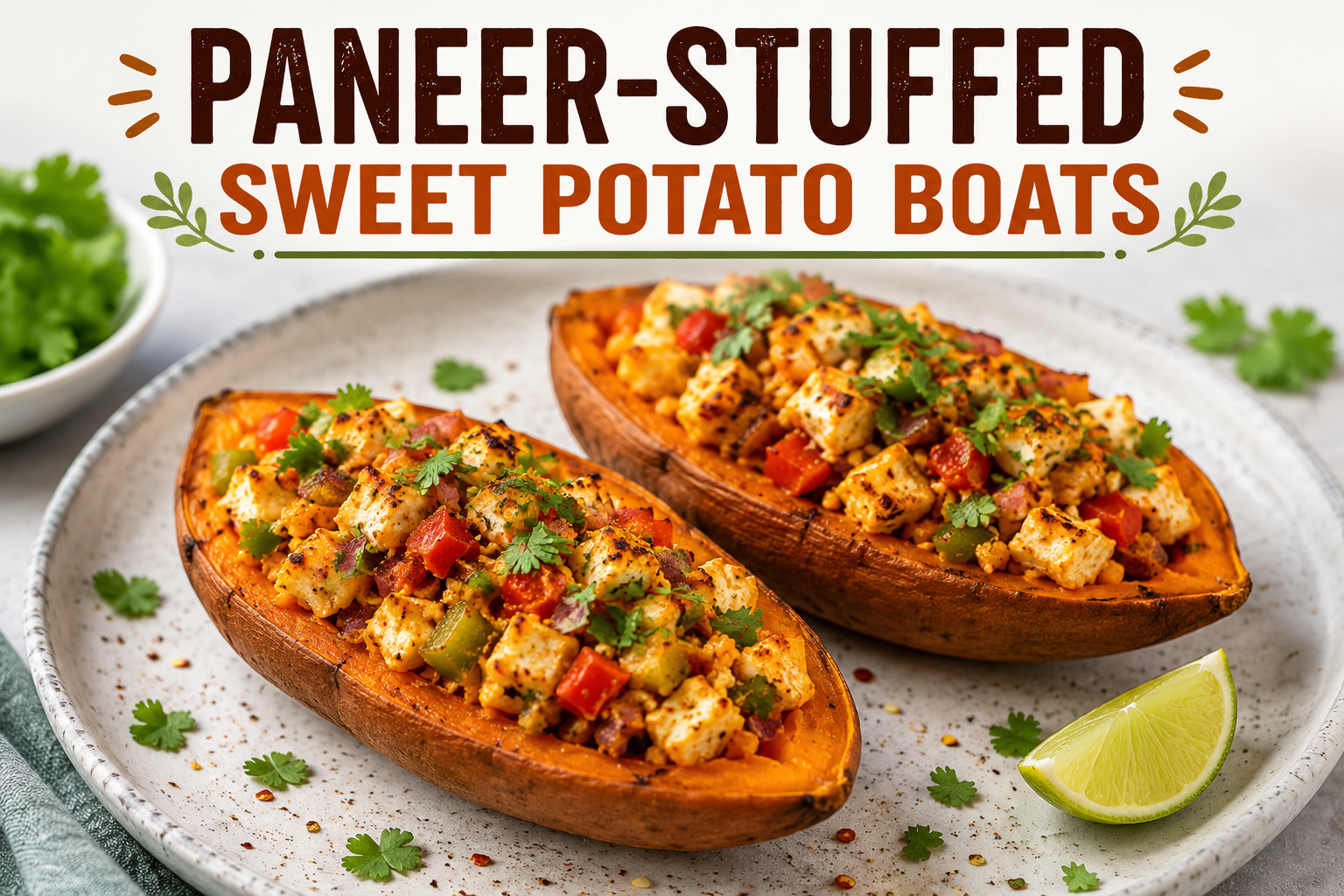 PANEER-STUFFED SWEET POTATO BOATS