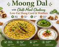 Moong Dal with Chilli Mint Chutney, Low-Fat Hung Curd & Walnuts