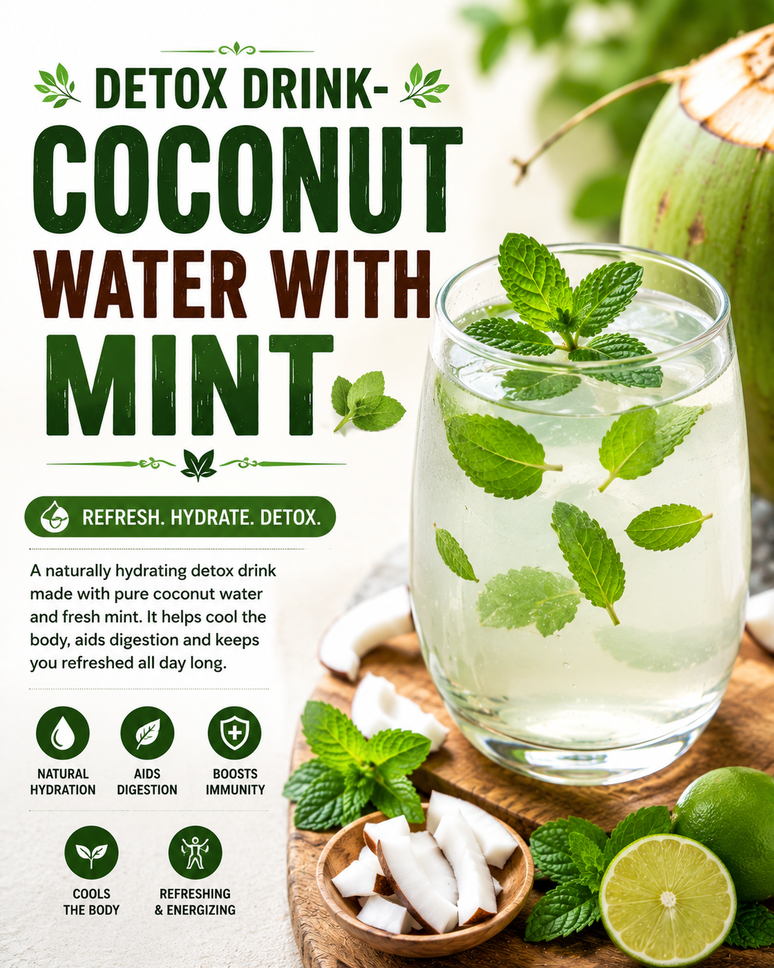 DETOX DRINK – COCONUT WATER WITH MINT
