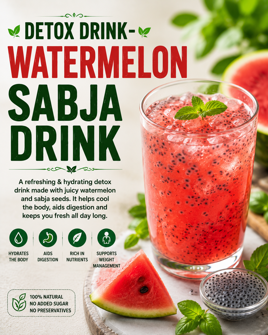 DETOX DRINK – WATERMELON SABJA DRINK