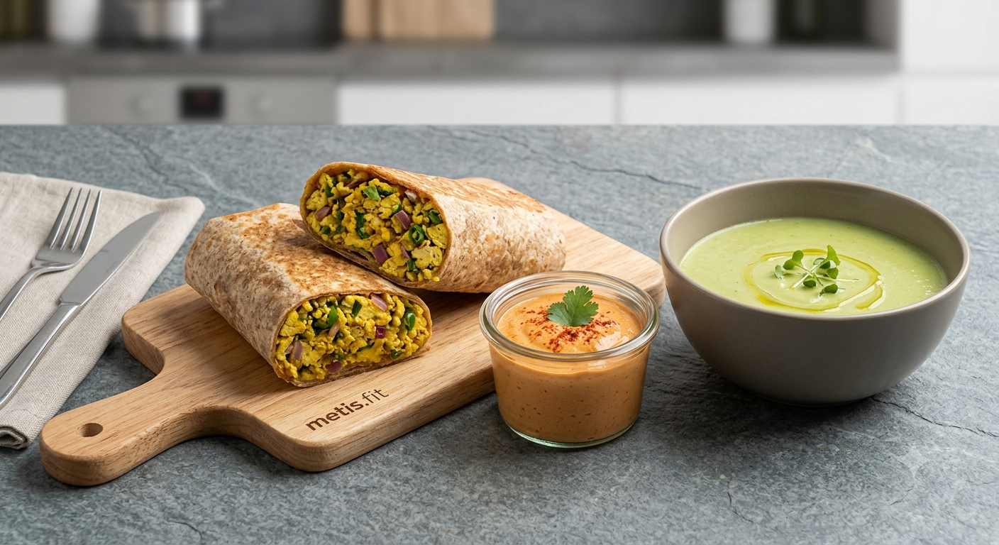 Egg bhurji Stuffed wrap- Chiptole dip-  tbspn  avocado soup