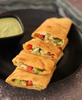 Paneer Stuffed Moong Chilla with Salsa and Guava