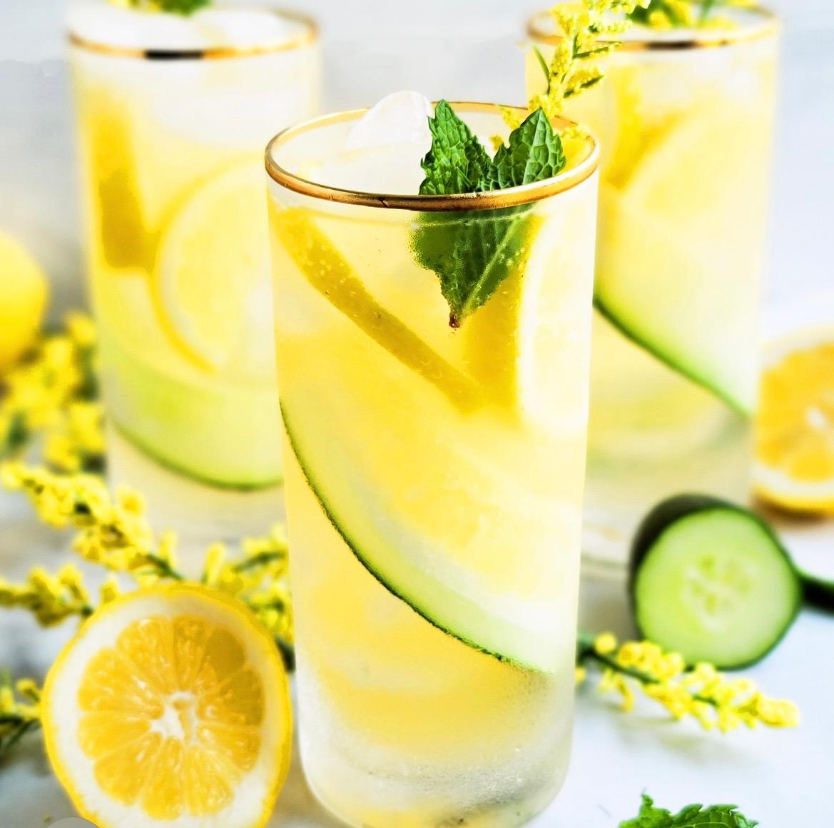 Cucumber mint lemon drink
