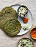 Egg Moong cheela with Fresh coconut chutney and Chana Salad