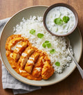Chicken Egg Masala with Cucumber Raita and  Lemon Herb Rice