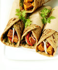 Paneer Kathi Rolls with Tomato Basil soup and Beetroot Yogurt Dip