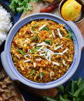Egg Keema Upma, Fruit and Mixed Seeds