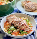 Chicken Millet Pasta,Grilled Chicken, Sauteed Veg