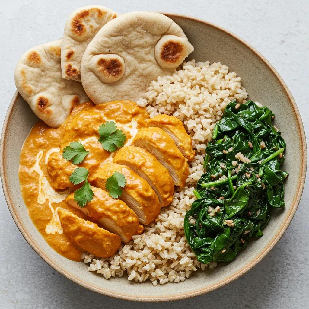 Brown Rice Butter Chicken Veggie Bowl