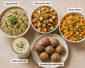 Bajra Khichdi, Tofu Crunch Salad, Paneer Bhurji, Sattu Buttermilk & Flaxseed-Chia Seed Ladoo