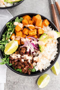 SWEET POTATO & BLACK BEAN BOWL GONGURA CHICKEN